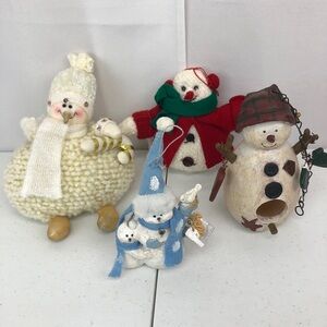 Snowman Christmas 4 Piece Ornament Lot